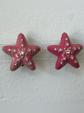 1990s QUACKER FACTORY Enamel Star Clip Earrings